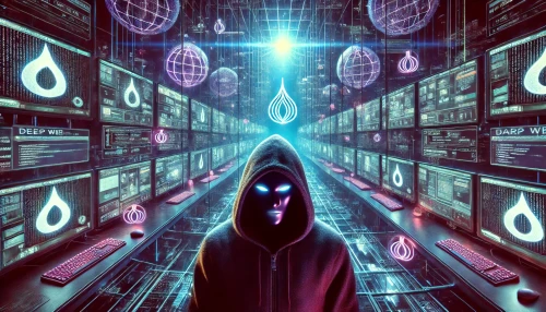 DALLE-2025-01-30-18.54.57---A-dark-cyberpunk-style-digital-illustration-representing-the-Dark-Web.-A-hooded-figure-with-an-obscured-face-sits-before-multiple-glowing-screens-dis.webp